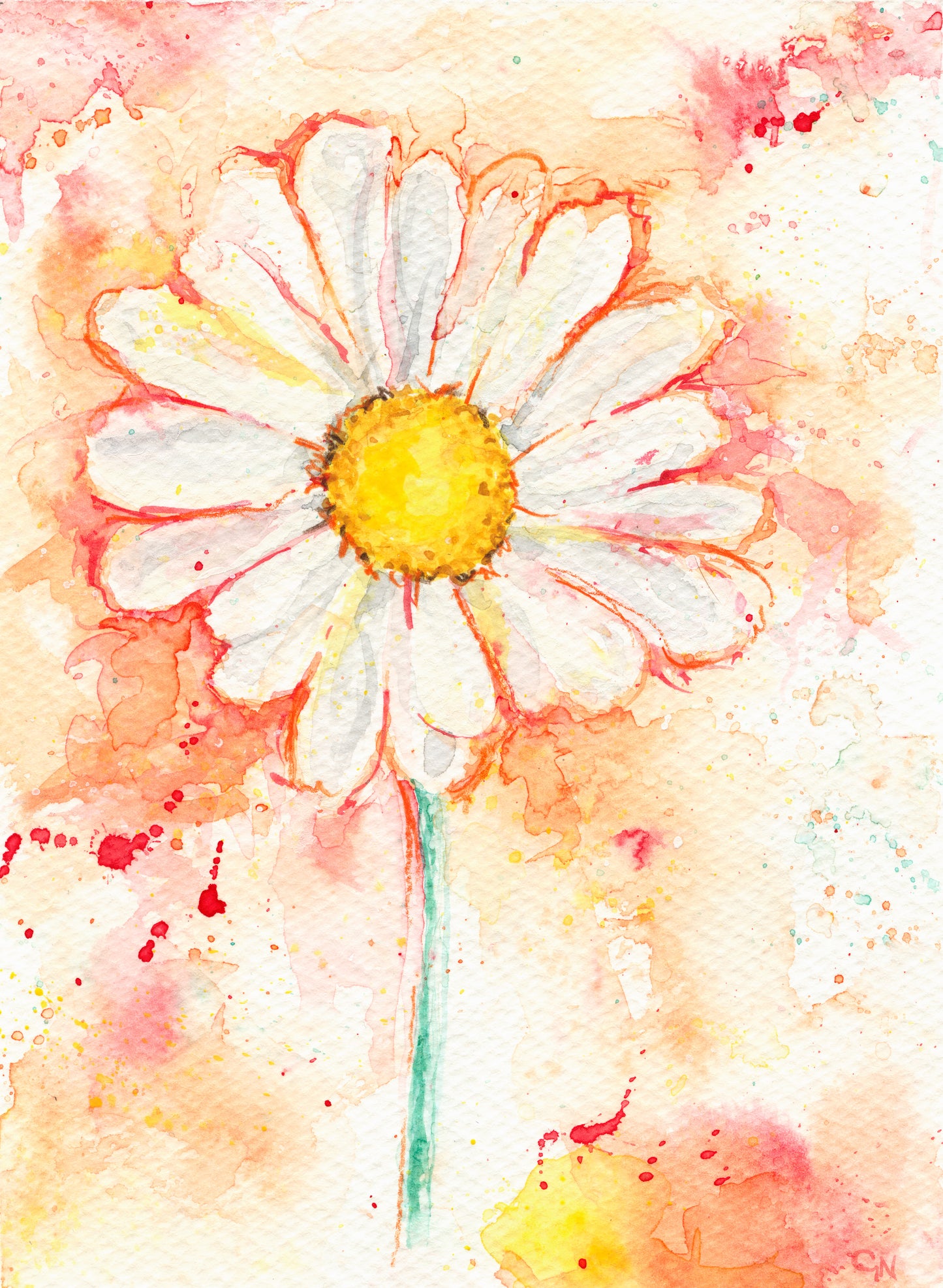 Watercolour - Daisy in Orange