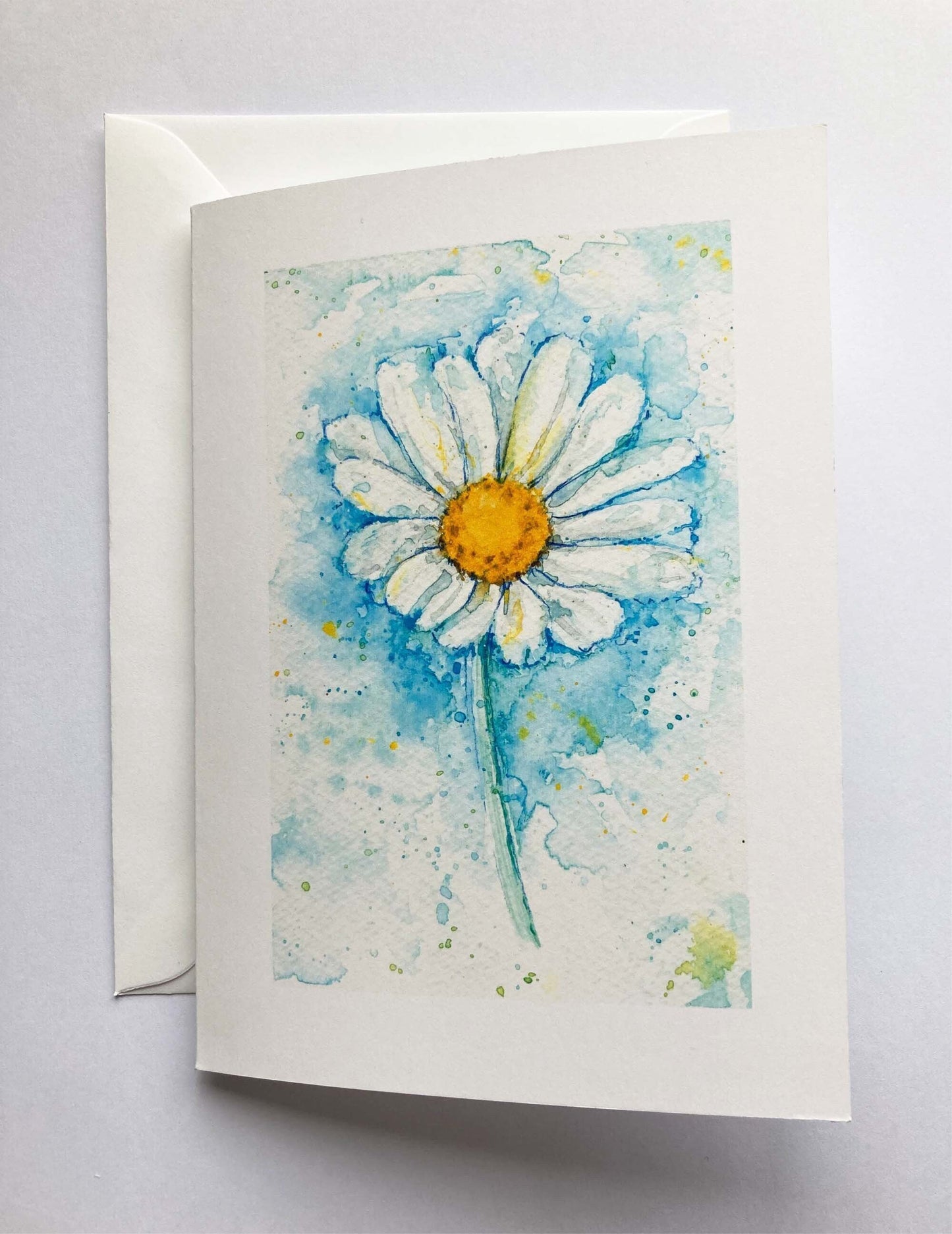 Cards - Original Watercolour Daisy Blank Card & Envelope