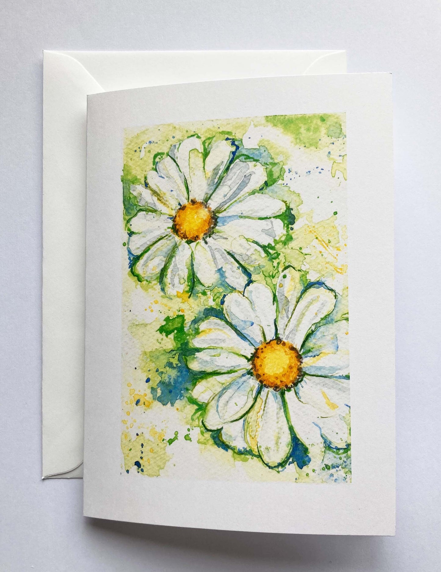 Cards - Original Watercolour Daisy Blank Card & Envelope