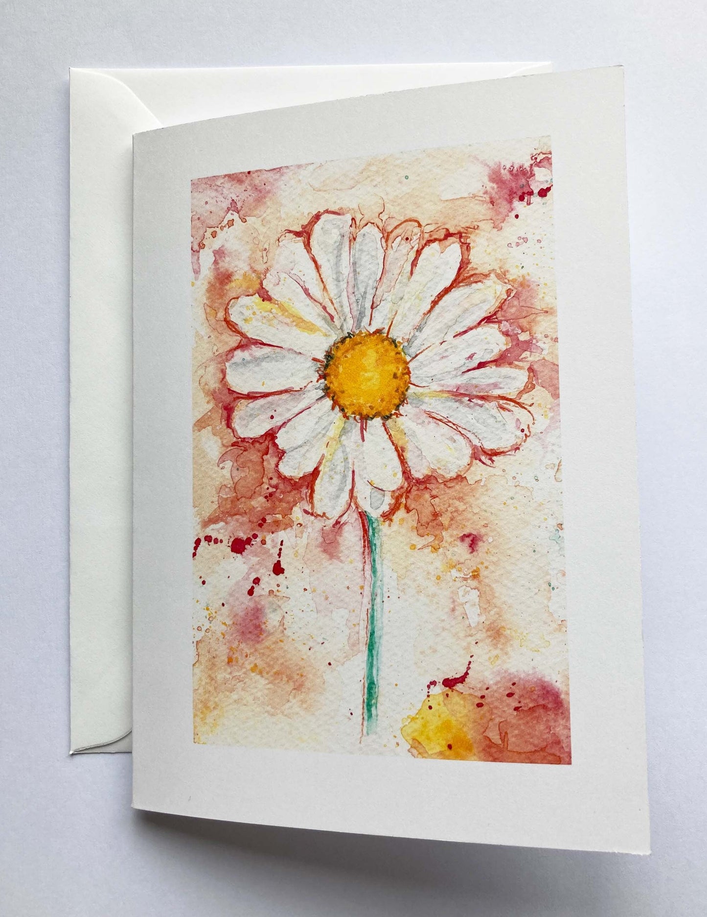 Cards - Original Watercolour Daisy Blank Card & Envelope