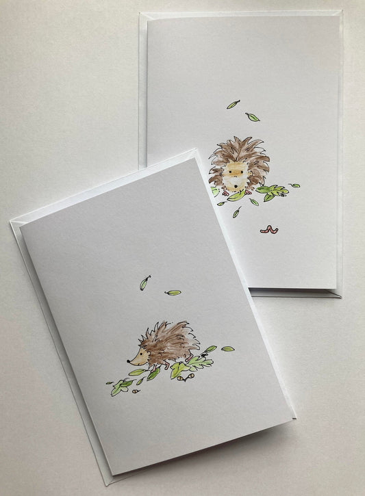 Happy Hedge - Individually Hand Drawn Note Cards. (Pack of 2)