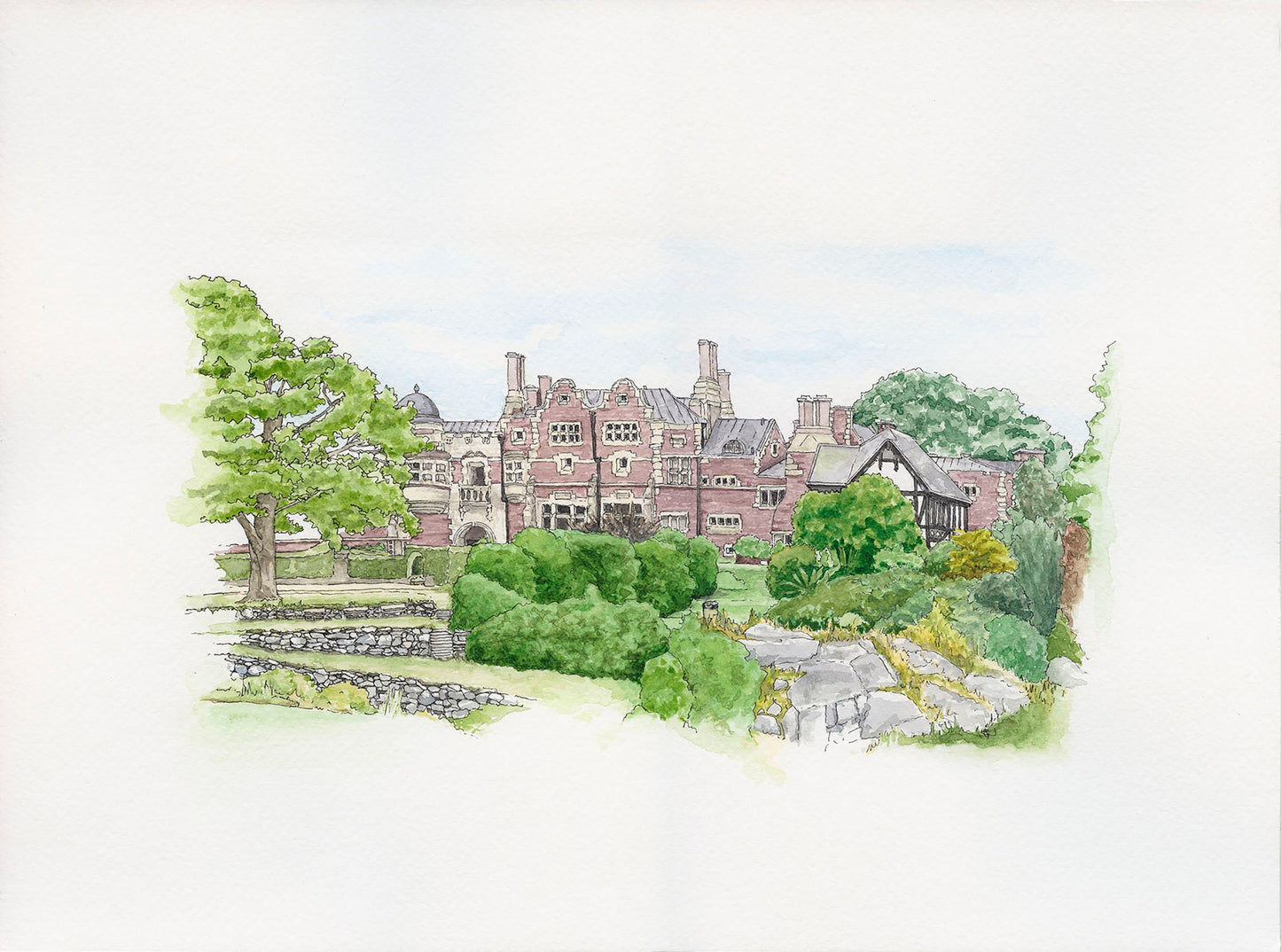 Tjolöholm Castle, Sweden - Watercolour and Ink style print