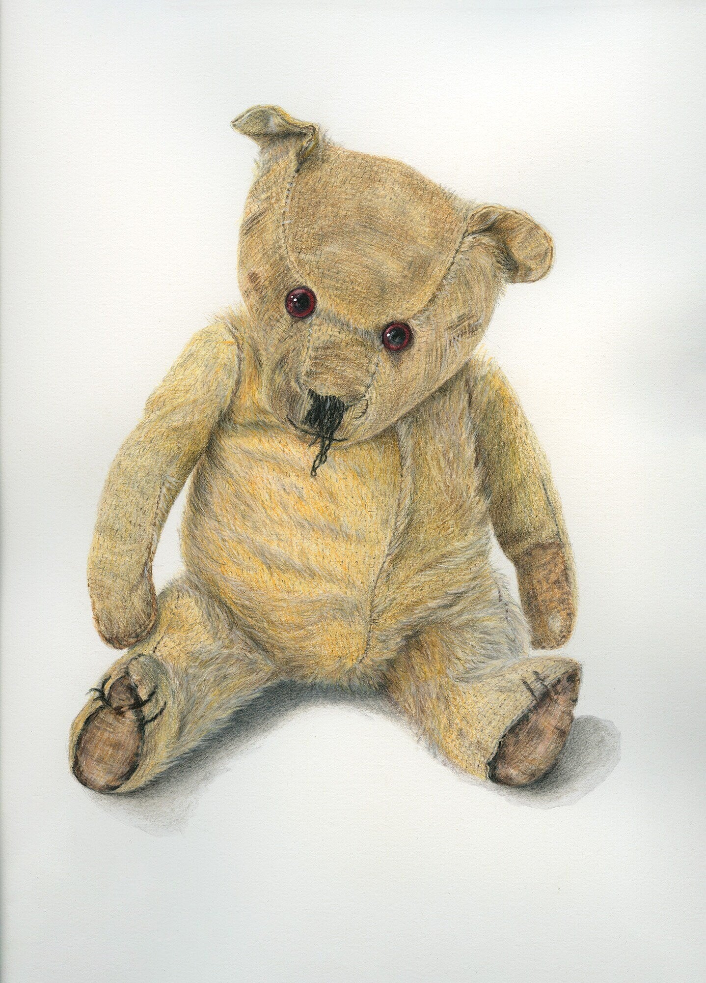 Original Pencil Drawing - Winston The Teddy Bear